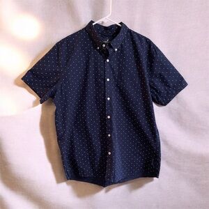 American Eagle Slim Fit Shirt XL Navy White Polka Dot